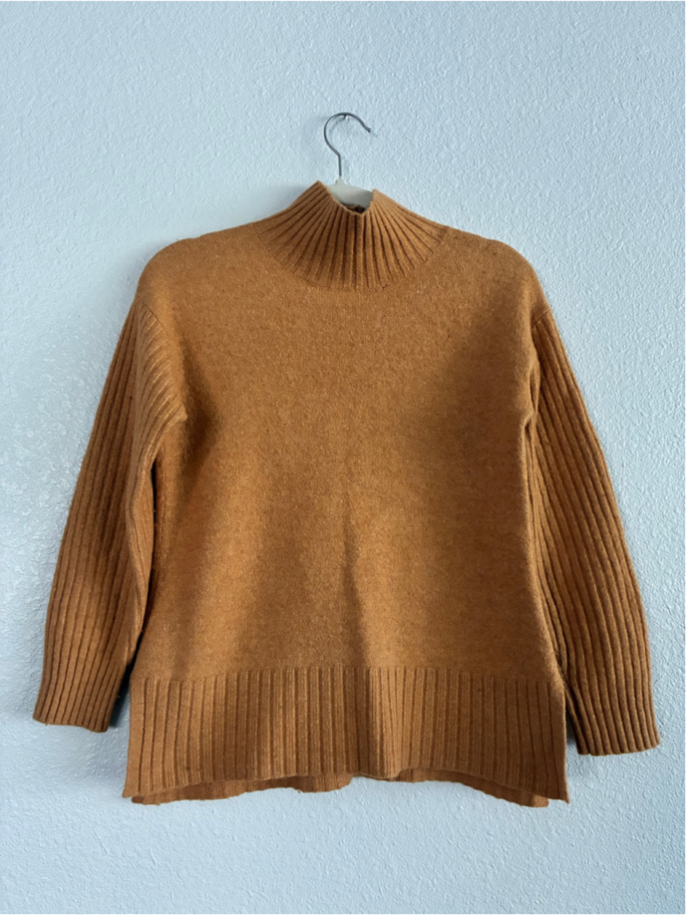 Women's L.L.Bean Petite XSP Brown Ribbed Turtleneck Sweater